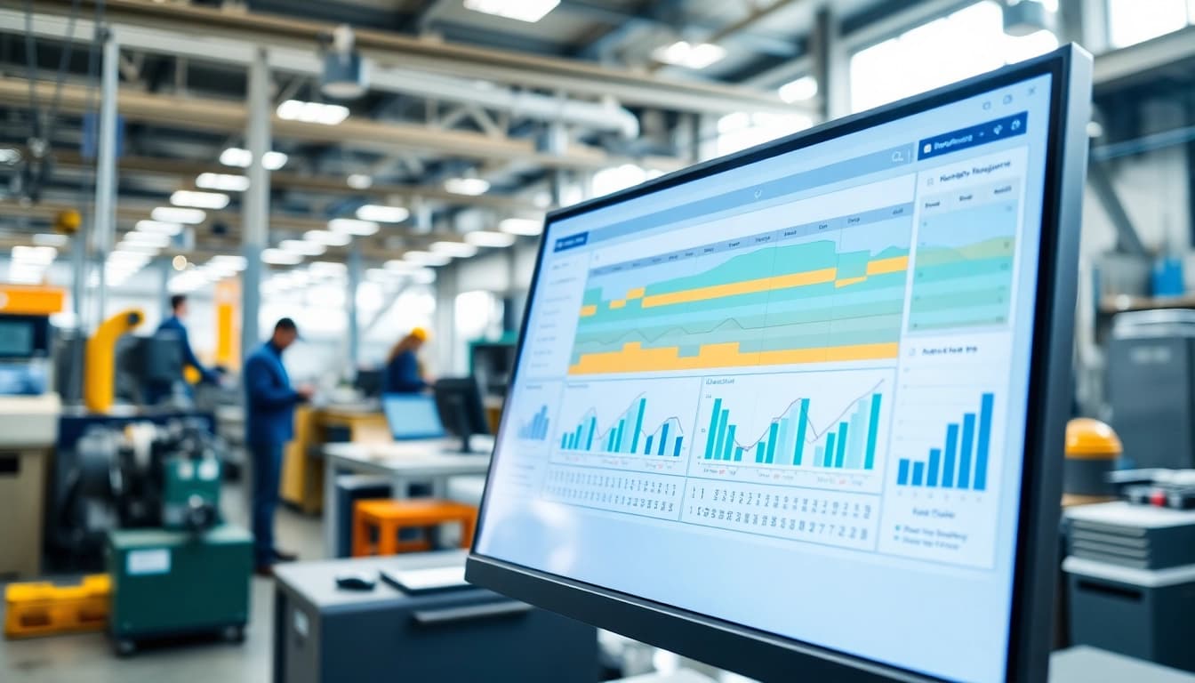 Streamlined manufacturing scheduling software interface enhances productivity in modern industrial workspace.
