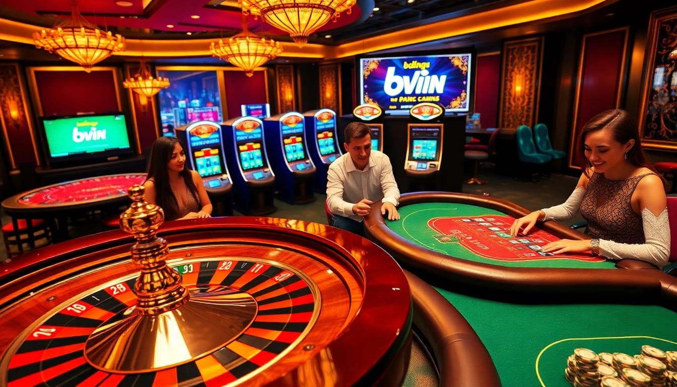 Experience the thrill of bdjl win with players at a luxurious casino table amidst flashing lights and poker chips.