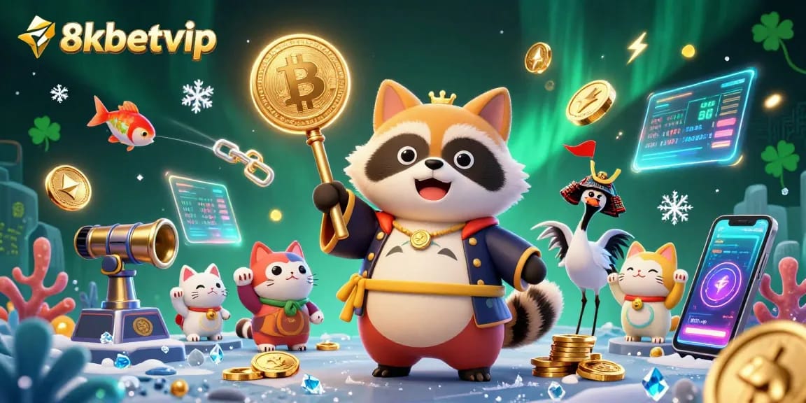 Experience lively fish shooting at 8kbetvip with cheerful tanuki and vibrant game elements.