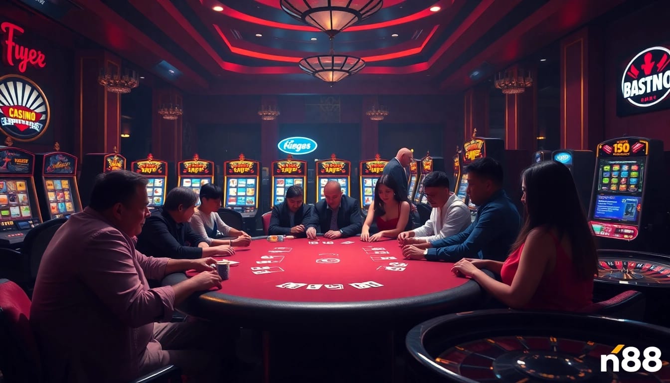 Experience the thrill of Mm88 at a luxurious casino poker table full of excitement.