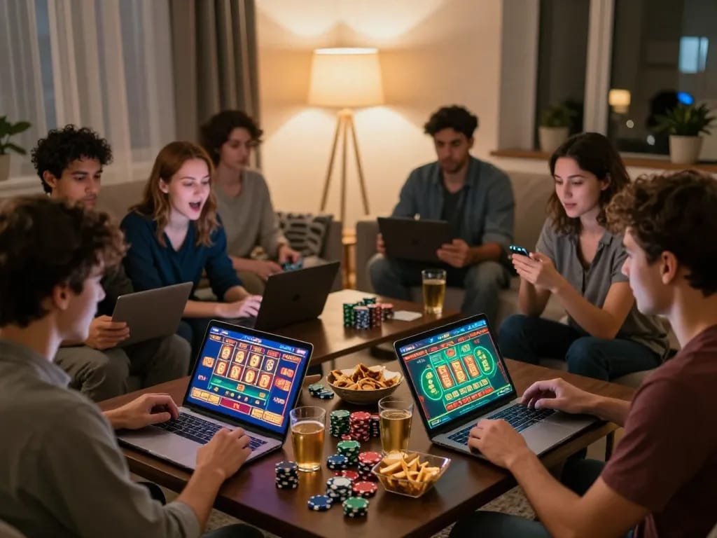 Players enjoying exciting online games with Co88us on their devices in a cozy setting.