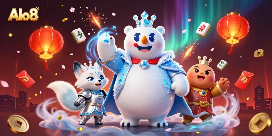 Alo8 players enjoy immersive gameplay, surrounded by vibrant casino elements and festive decorations.