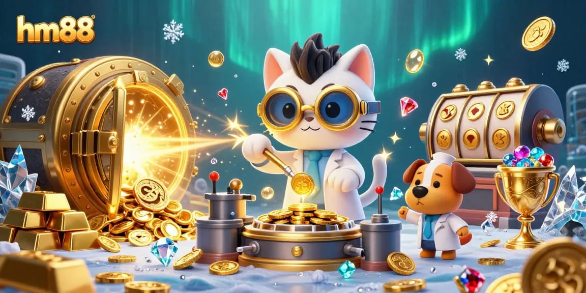 Spin for fortune like hm88, where the mad scientist cat and dog unlock casino treasures.