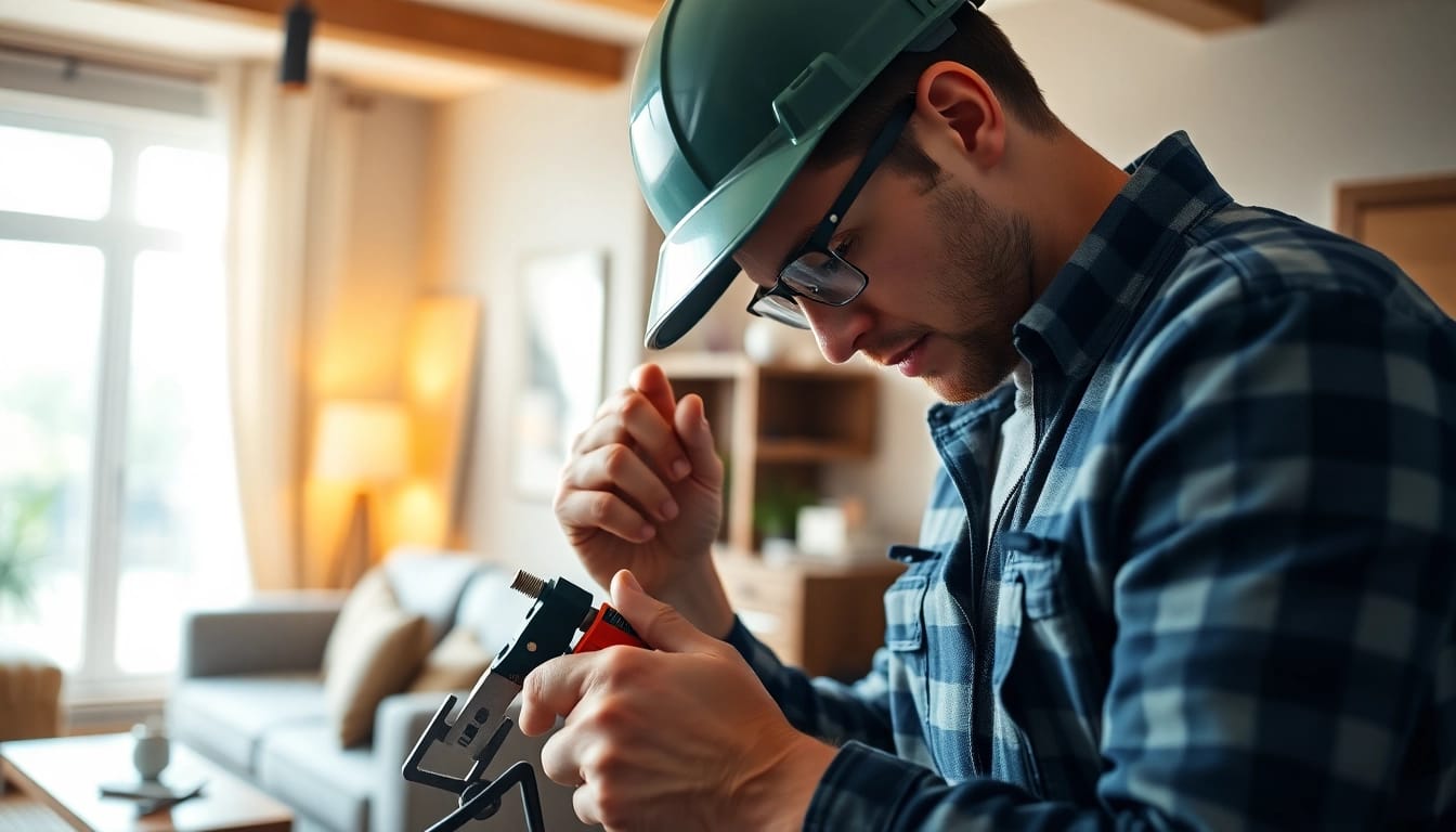 Professional performing electrical services vancouver in a bright home setting.