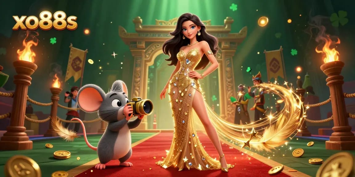 Experience thrilling wins at xo88s with a glamorous casino scene featuring a stunning character and dynamic game elements.