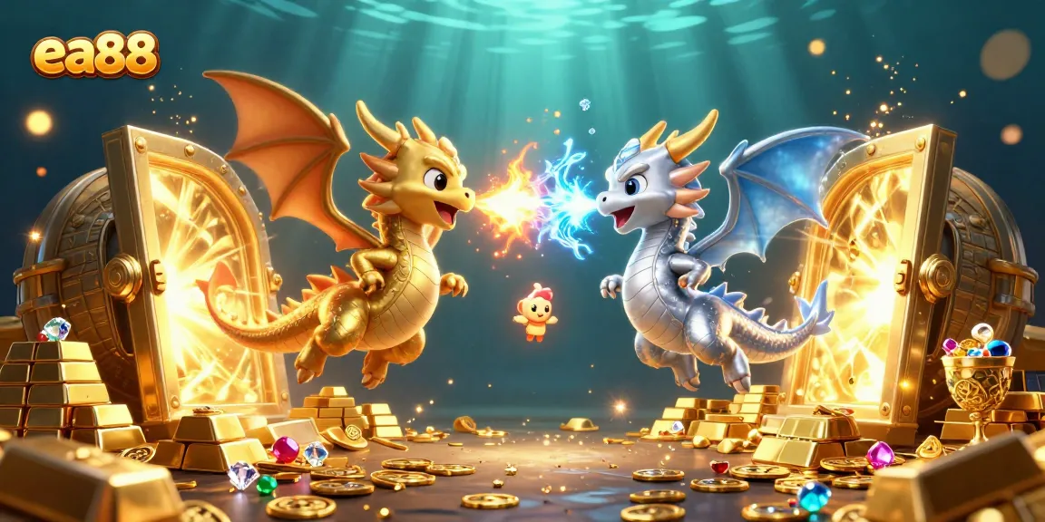 Experience thrilling wins at ea88 with cartoon dragons guarding treasures in a vibrant casino.