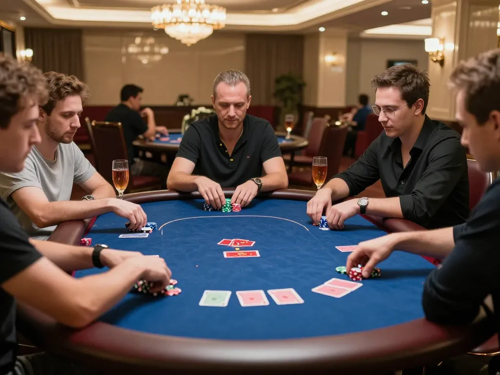 Engaging poker game scene at https://kp8888.net/ showcasing players in strategic decision-making.