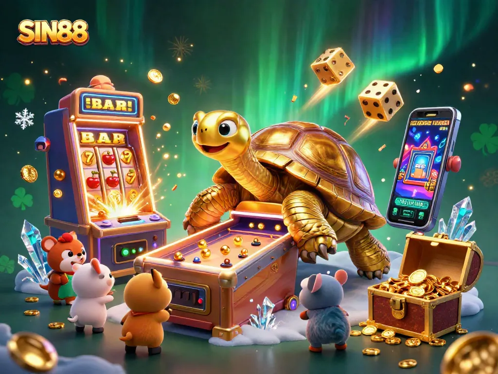 SIN88 captivates players with a vibrant jackpot explosion and thrilling gameplay, surrounded by engaging casino elements.