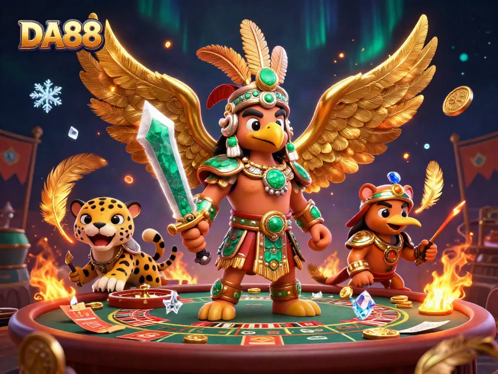 Engage with DA88 at the vibrant casino, where a dynamic Aztec scene unfolds with thrilling games.