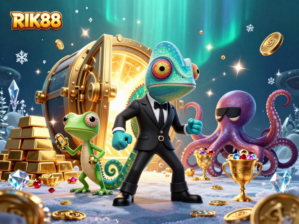 Engage with RIK88's thrilling casino experience through a vibrant action scene.