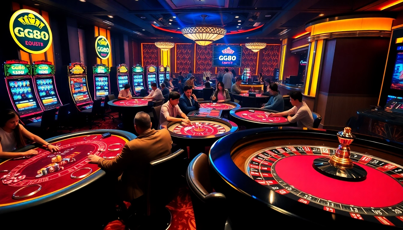 Experience excitement at GG88 Casino with players engaged in thrilling poker games and roulette.