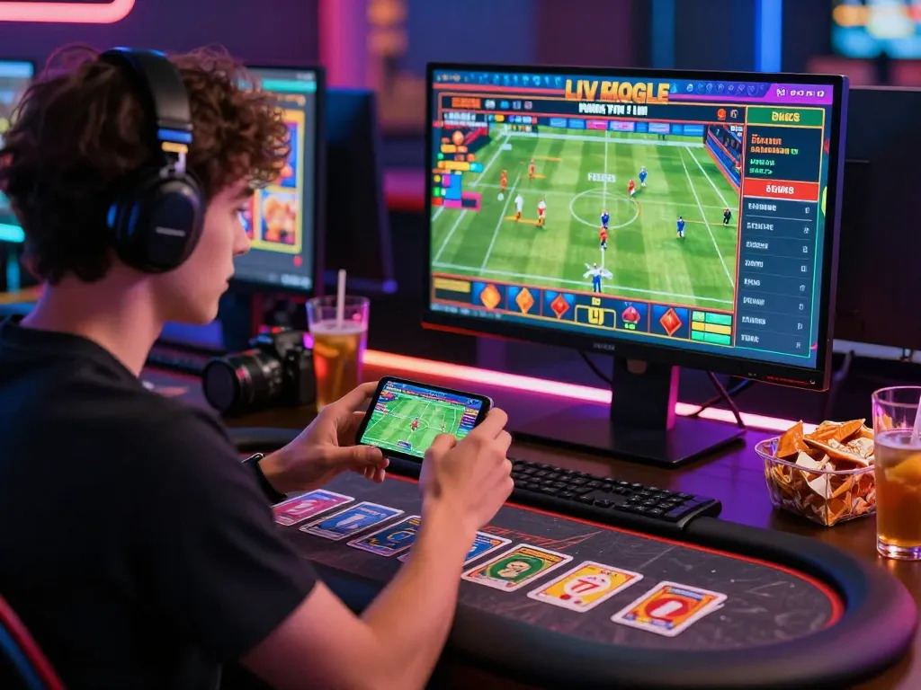 Engaging online gaming moment featuring MAY88 sports betting interface and vibrant graphics.