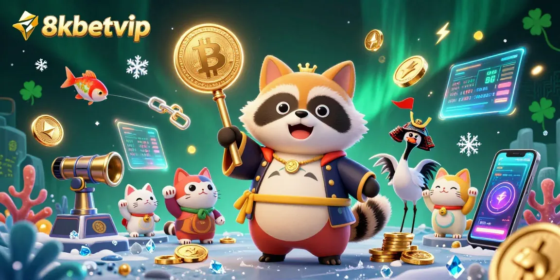 Experience lively fish shooting at 8kbetvip with cheerful tanuki and vibrant game elements.