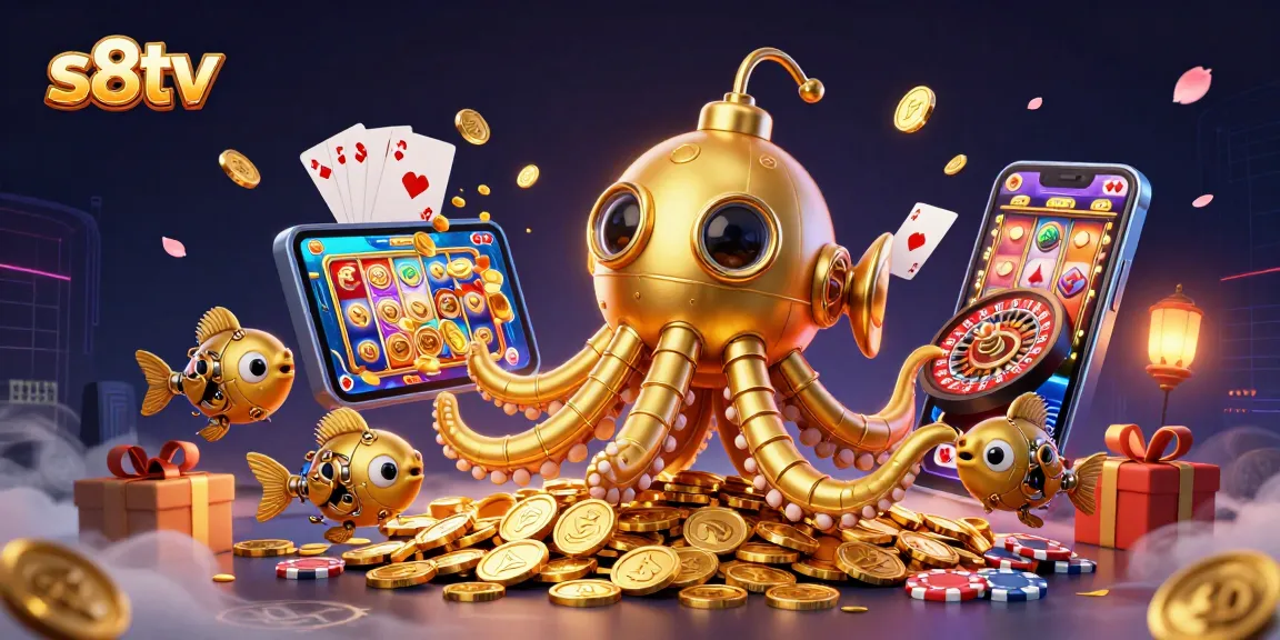 Engage with s8tv's thrilling slot gaming experience amidst golden coins and dynamic game elements.
