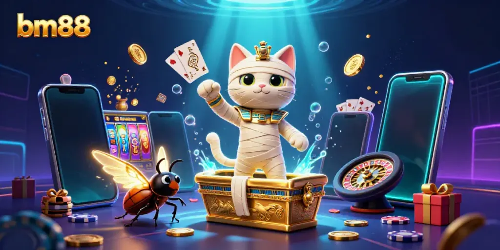Experience the thrilling world of bm88 with vibrant casino elements and dynamic characters.