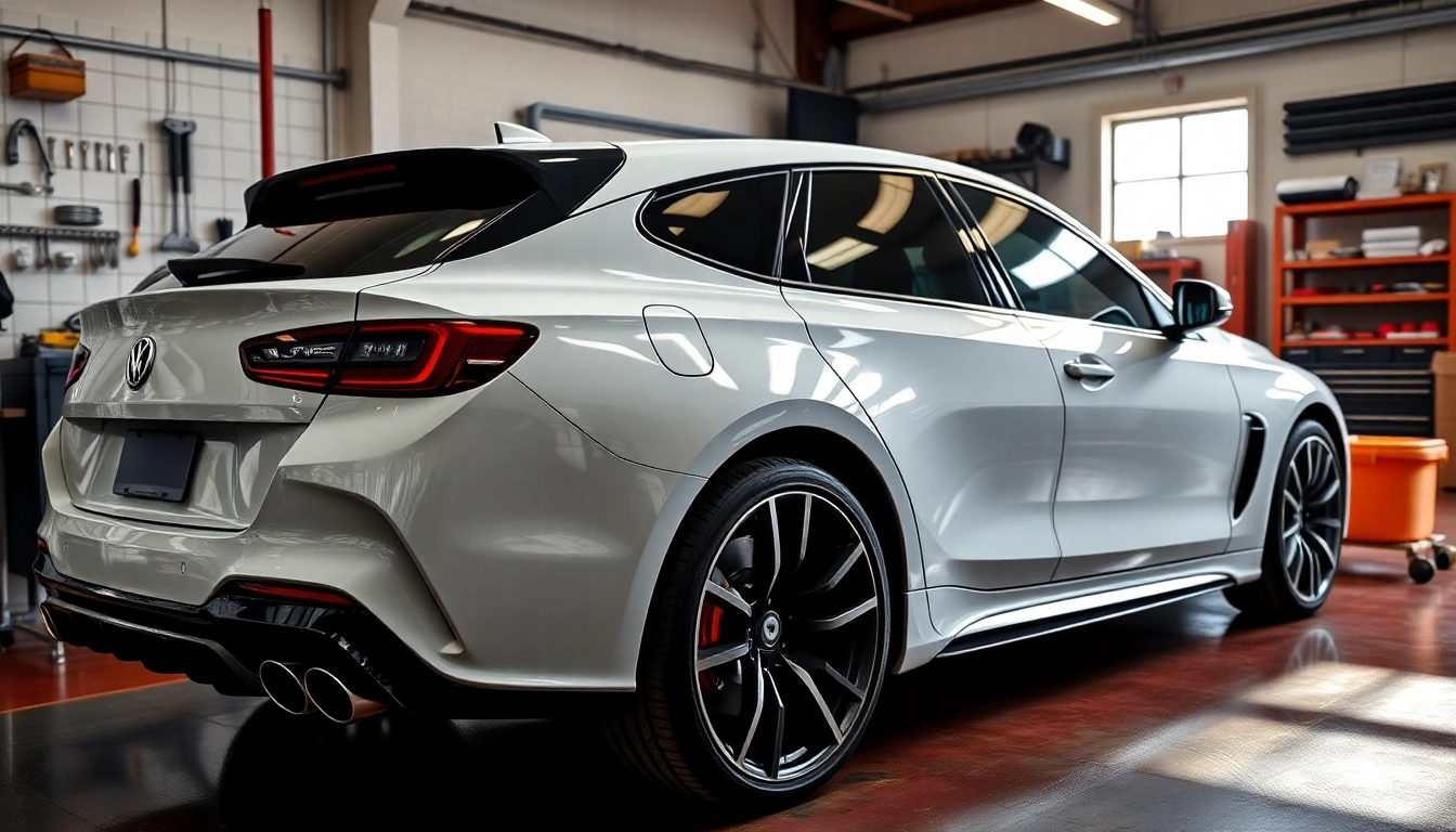Showcase of PPF Chattanooga on a vehicle in an automotive workshop with gleaming details and a professional setup.