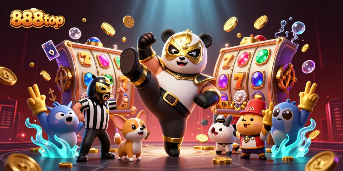 Experience thrilling moments at 888top with a vibrant casino scene featuring lively characters and dynamic gaming action.