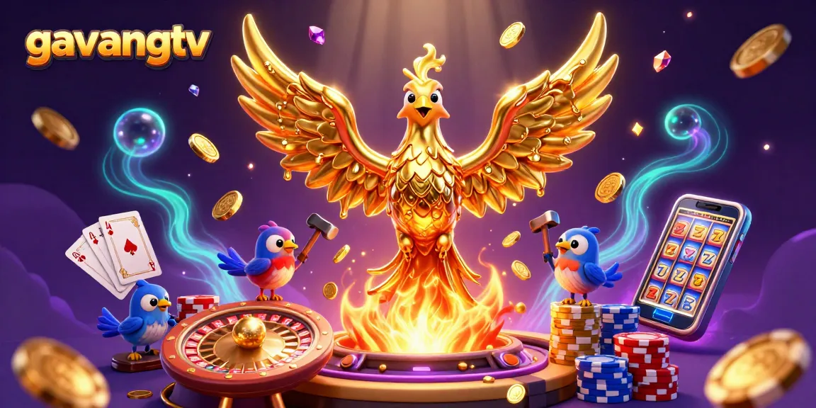 Experience thrilling wins with gavangtv's dynamic casino scene featuring golden elements.
