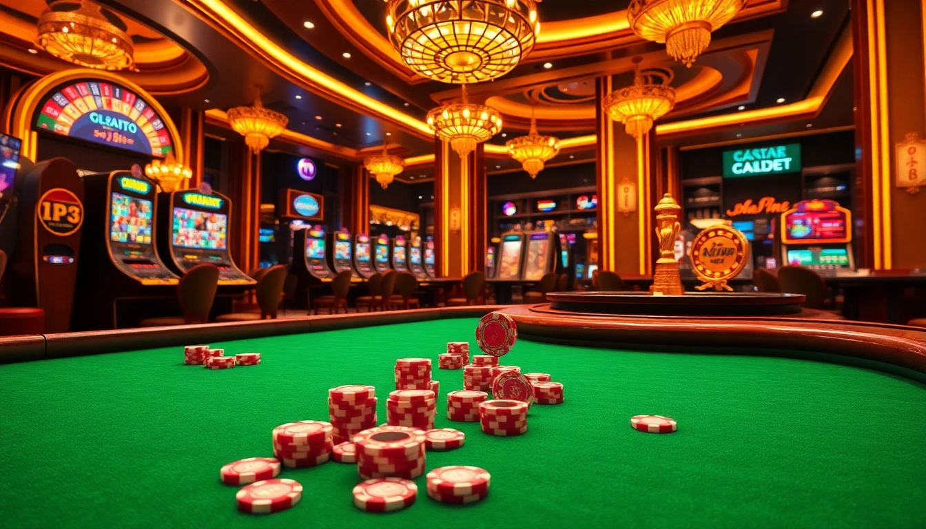 Players enjoying thrilling games at เว็บ soibet casino with vibrant slot machines and luxurious ambience.