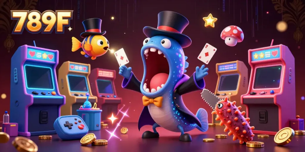 Engage with thrilling gameplay at 789F, featuring a vibrant underwater casino scene with playful characters.
