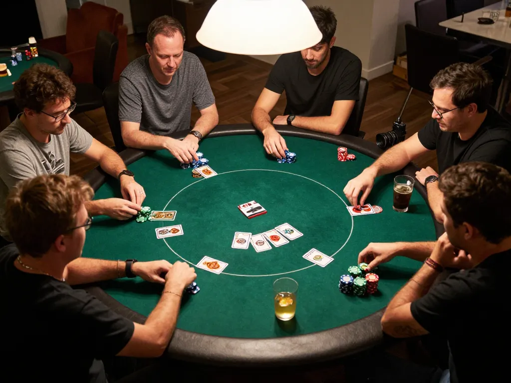 This thrilling poker night showcases players engaged in strategy at https://xx88gg.net/, emphasizing lively social gambling.