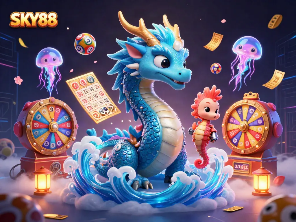 Engage in thrilling gameplay at SKY88, showcasing vibrant lottery balls and exciting gaming elements.
