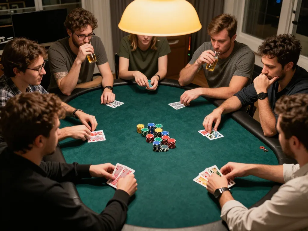 Action-packed poker hands from players at a home game night with Nhà cái SC88 chip stacks visible