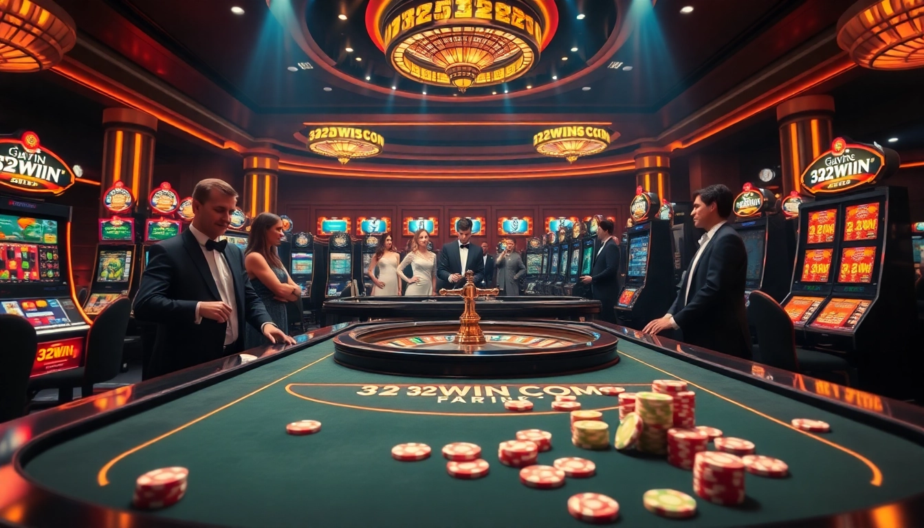 Experience thrilling gameplay at 32WIN COM with vibrant casino tables and professional dealers.