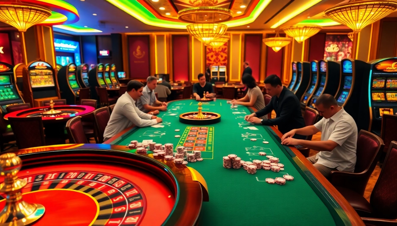Experience thrilling gameplay at TT88 with luxurious casino tables and engaging gambling action.