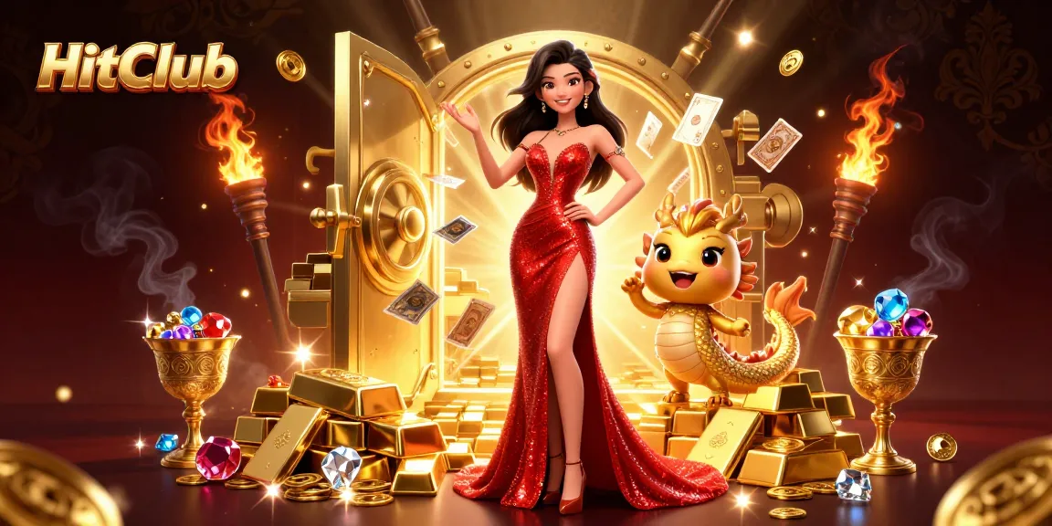 Engage in thrilling gameplay at HitClub with a dazzling illustration showcasing fortune and excitement.