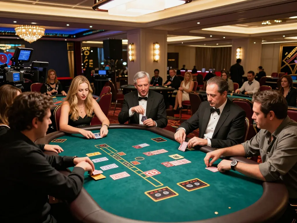 Players engaging with the live dealer table at BL555 Casino in a vibrant atmosphere.