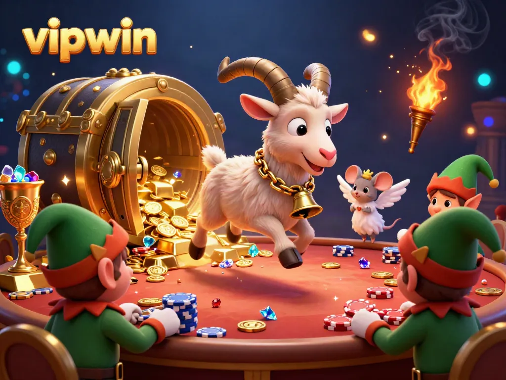 Experience thrilling gameplay at vipwin's holiday-horror casino with mischievous gremlins stealing chips.