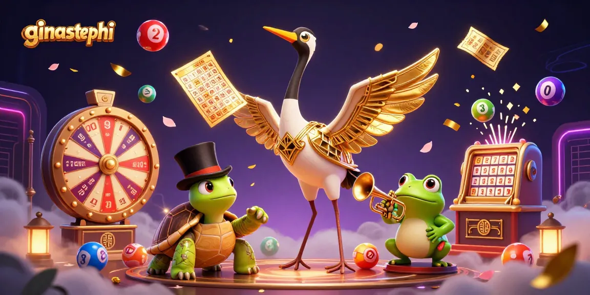 Join the fun at ginastephi with vibrant lottery elements, a top-hat turtle, and a musical frog!