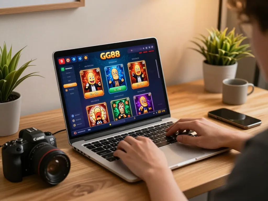 Person engaging in responsible gaming on GG88GS online casino platform, placing bets with excitement.