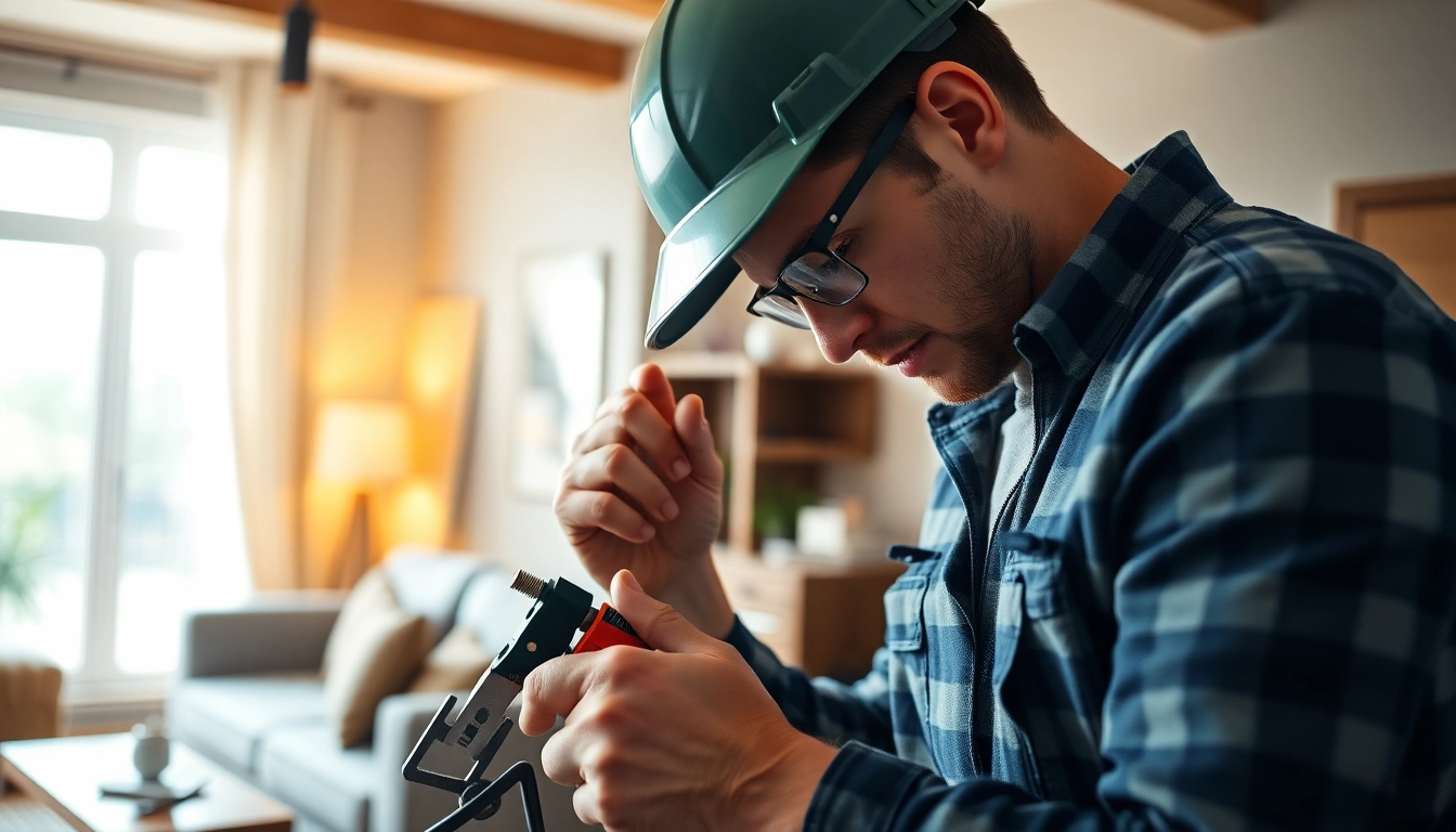 Professional performing electrical services vancouver in a bright home setting.