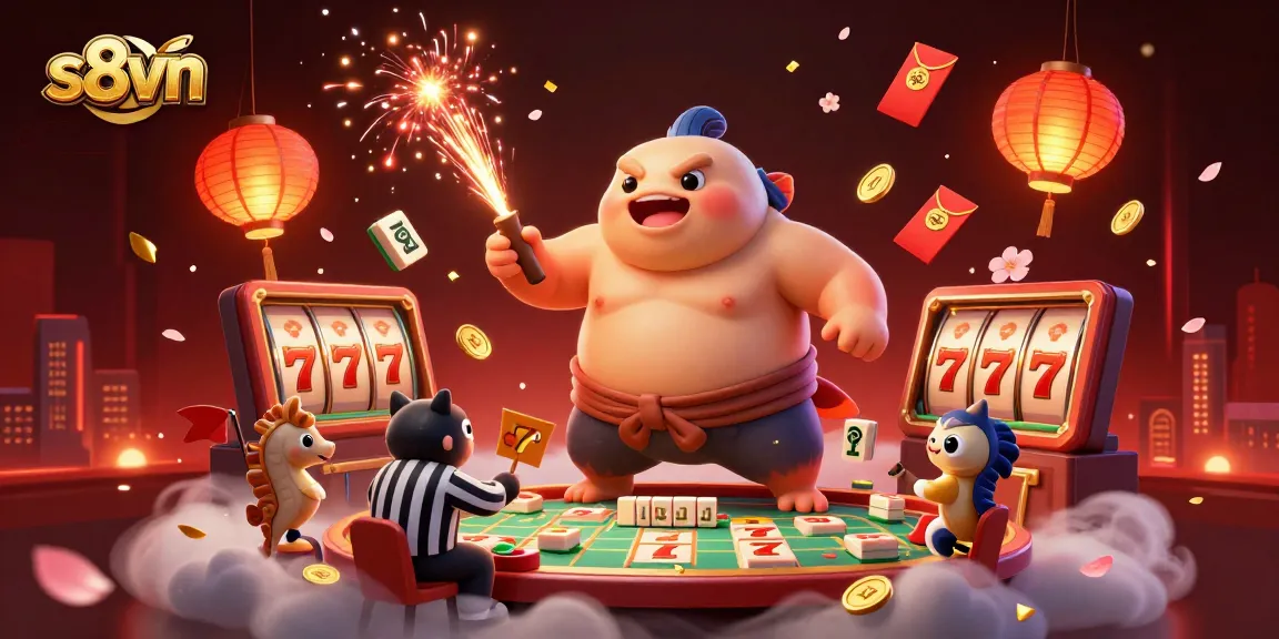Engage with the vibrant energy of s8vn's online casino illustrated with a dynamic fugu fish in action.