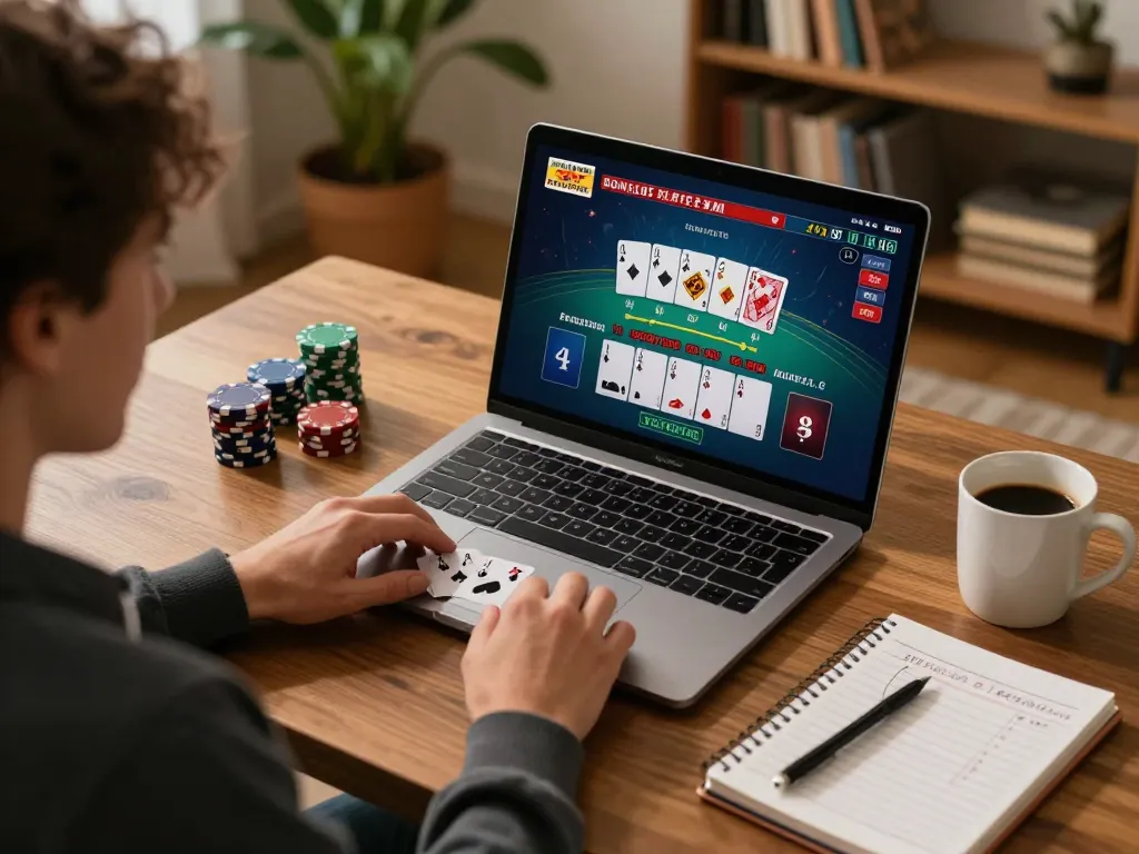 Player engaging in live blackjack while managing say88 betting strategies at home.