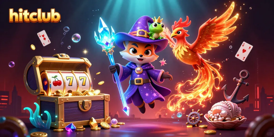 Join hitclub and win big with vibrant slot games and 3D casino excitement in this dazzling illustration.