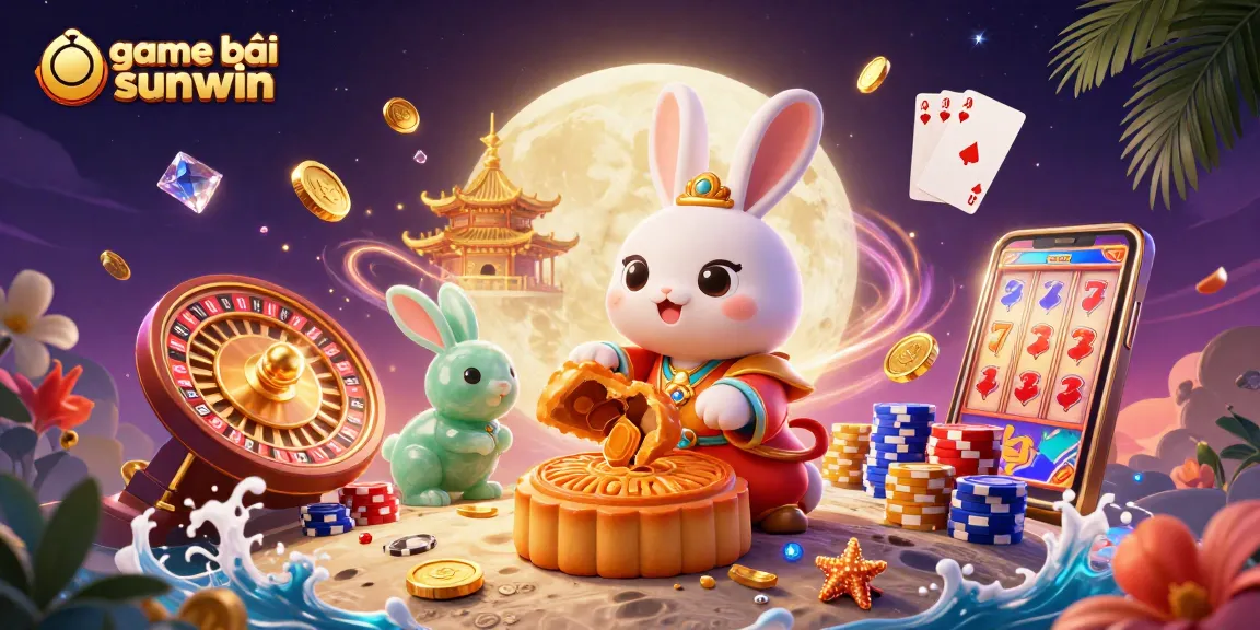 Enjoy the immersive game bài sunwin experience with the moon rabbit and vibrant casino elements.