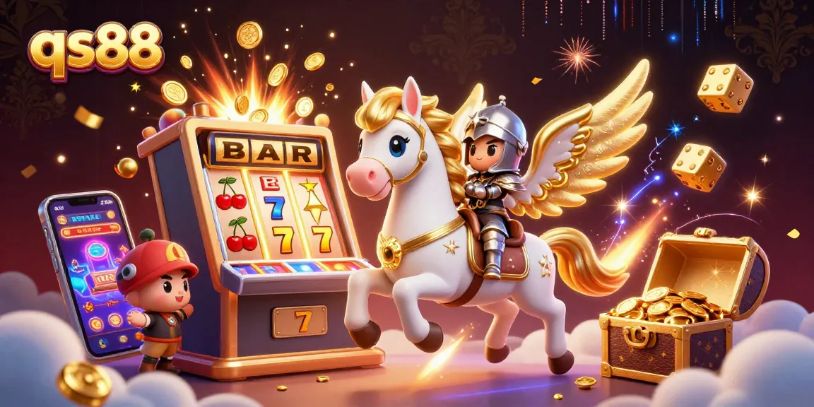 Experience thrilling wins at qs88 with a 3D slot machine bursting coins and colorful game elements!