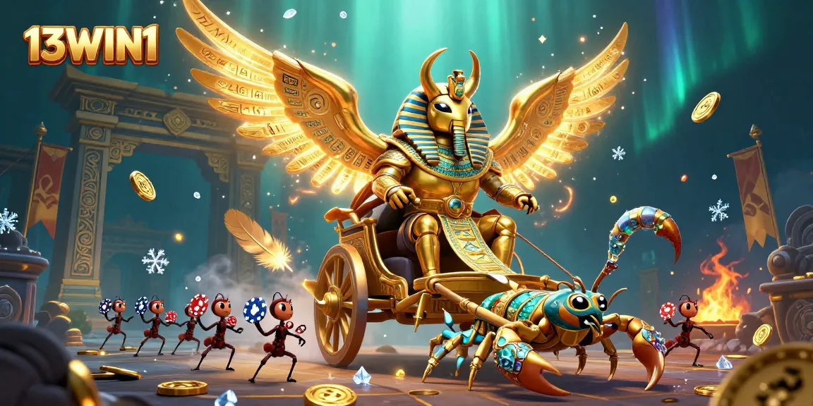 Engage in thrilling gameplay at 13WIN1 with golden beetles and scorpions leading the adventure.